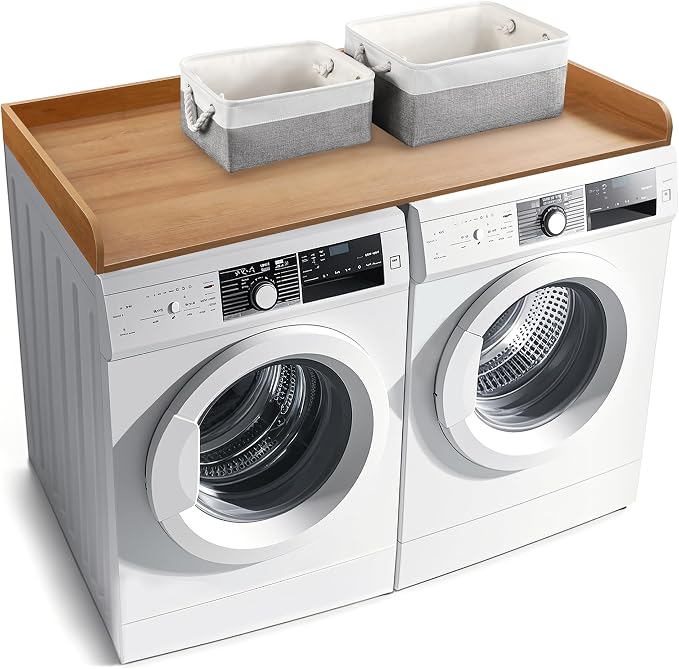 Washer Dryer Countertop with 2 Pack Storage Baskets, Wood Washer and Dryer by GLDZI