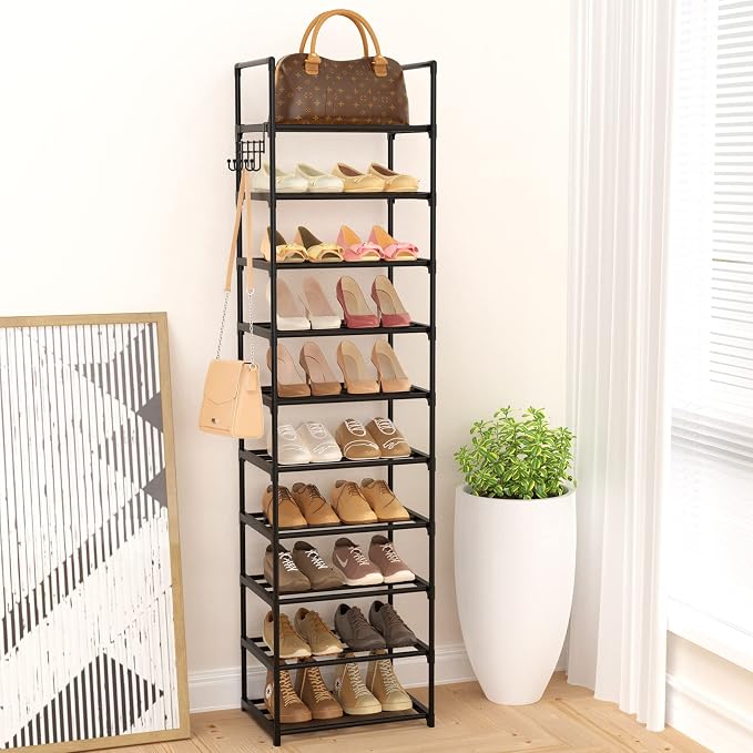 Narrow Shoe Rack 10 Tiers Tall Shoe Rack - Image 9