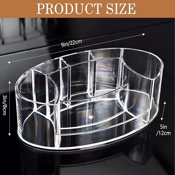 Acrylic Makeup Organizer, 9” x 5” Compact Cosmetic Holder - Image 2