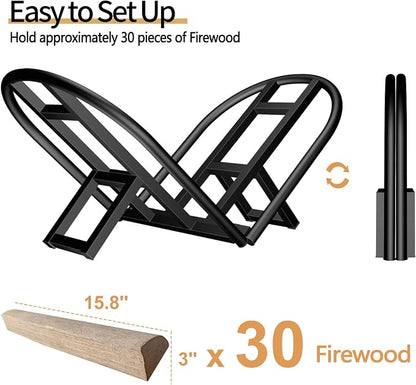 Lilybud--lily Firewood Rack Outdoor Indoor, Foldable Wood Rack Metal Firewood - Image 5