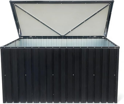 Outdoor Metal Storage Box, Lockable Weatherproof Deck Box, Heavy-Duty Terrace by Zjjseloru