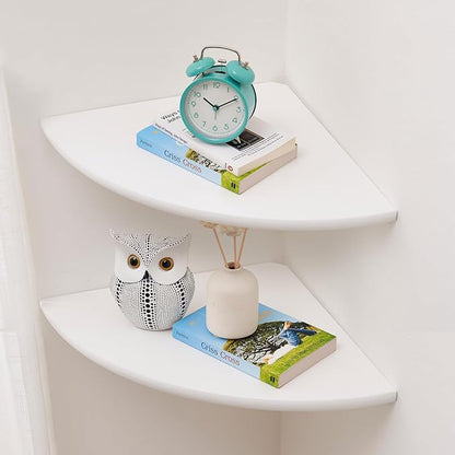 Corner Wall Shelves, Round End Wall Mount Display Shelf by Coamily