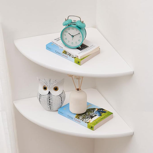 Corner Wall Shelves, Round End Wall Mount Display Shelf by Coamily