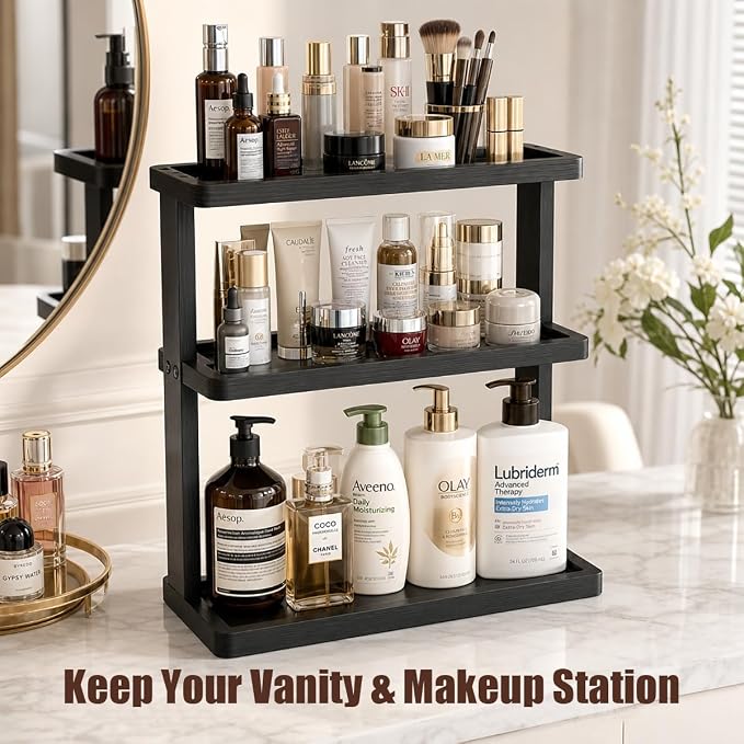 PEKER Bamboo Bathroom Organizer Countertop – Vanity Storage Shelf - Image 8