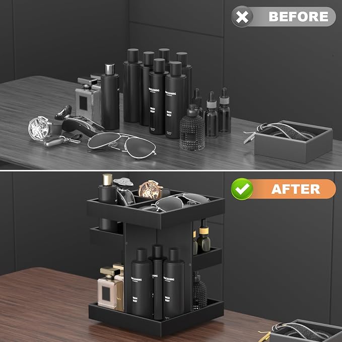 360 Rotating Cologne Organizer for Men and Women, Large Wood Perfume Stand and - Image 4