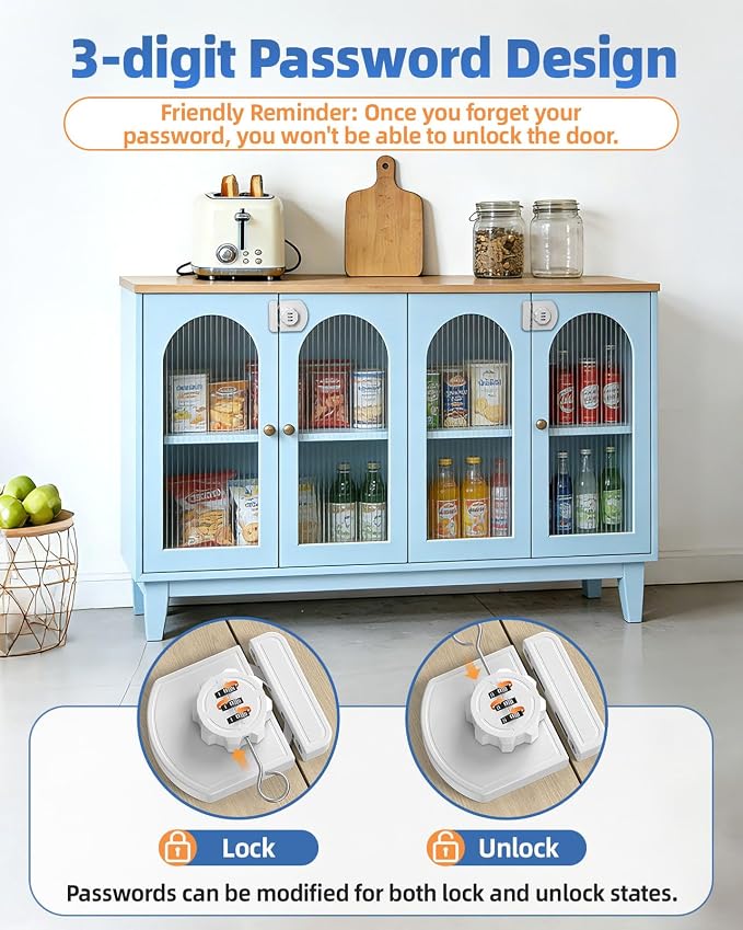 180 Degree Combination Cabinet Lock, Keyless 3 Digit Password Lock, Anti Pry - Image 6