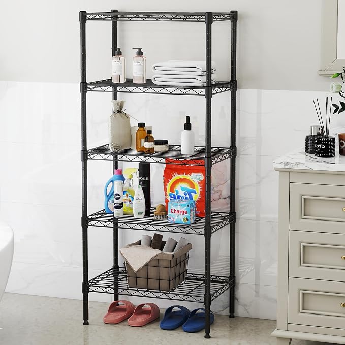 NEWBULIG 5-Tier Wire Storage Shelves, 200 lbs Heavy Duty Steel Rack, tool-free - Image 8