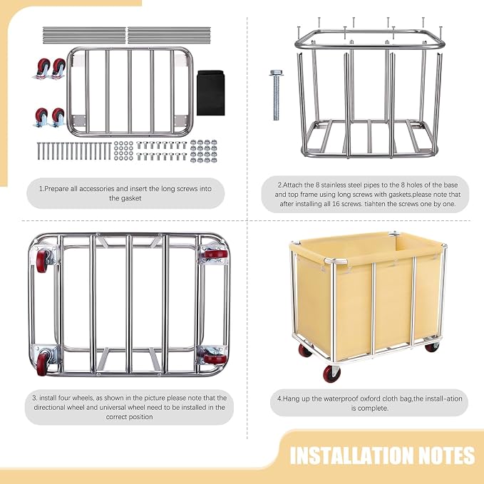 Commercial Laundry Cart with Wheels, 11.35 Bushel Large Laundry Tumbler with - Image 6