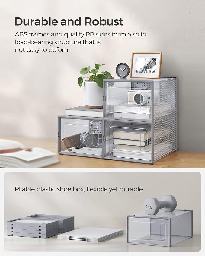 SONGMICS Shoe Boxes, Stackable Clear Plastic Boxes - Image 5