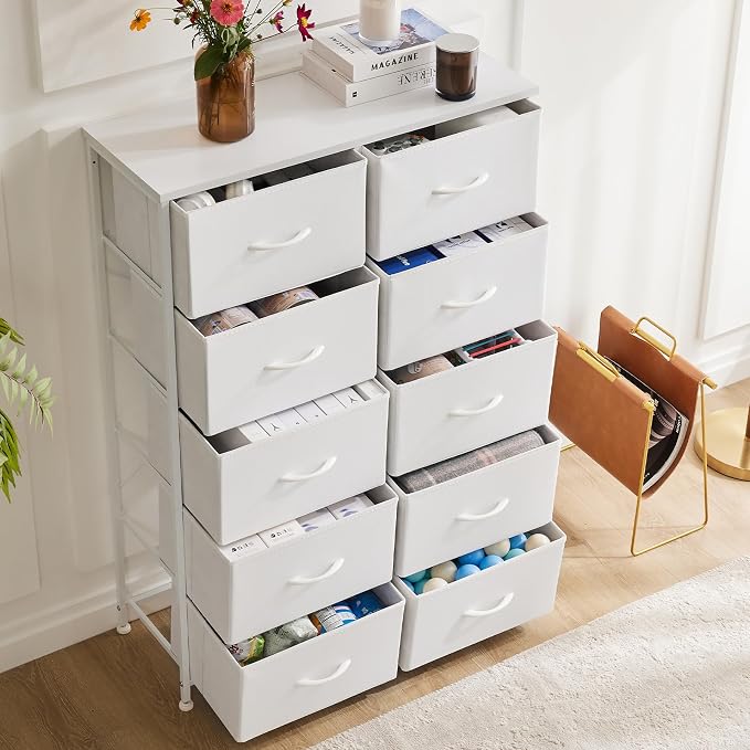 DUMOS 10 Drawer Dresser for Bedroom, Storage Organizer Chest of Drawers | Wide - Image 8