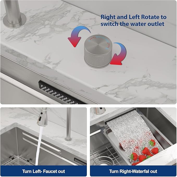 Lordear 33" Undermount Waterfall kitchen Sink - Image 3