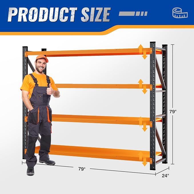 BYNSOE 78.8" W Storage Shelves 7000lbs Garage Metal Shelving Heavy Duty Garage - Image 2