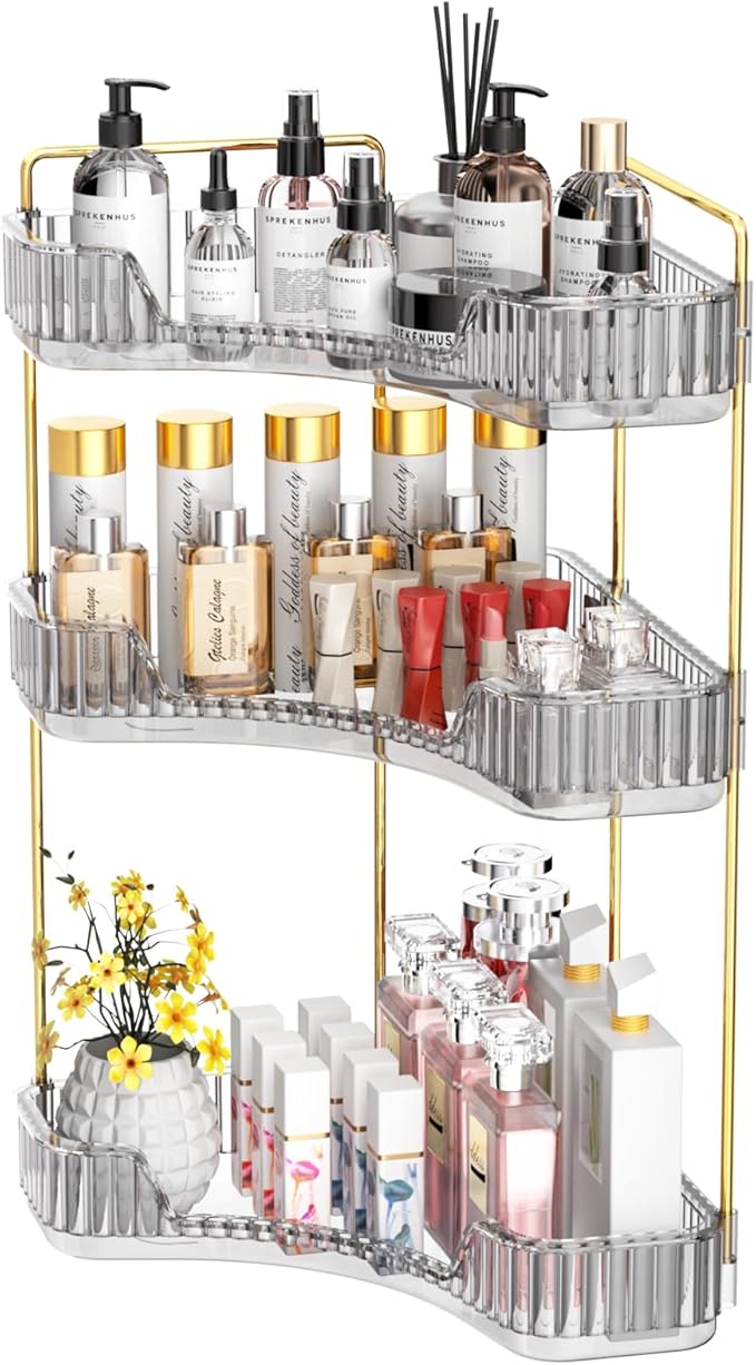 GTI 3-Tier Corner Bathroom Counter Organizer, Large Capacity Makeup Organizer by GTI