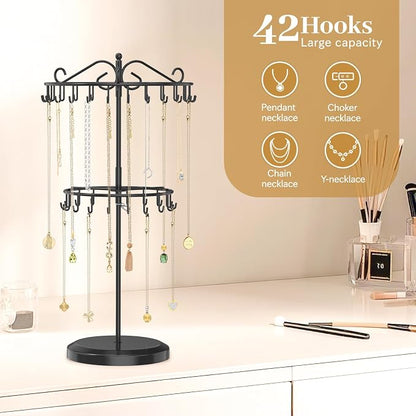 MODOWEY Rotating Necklace Holder Organizer Display Stand - Image 2