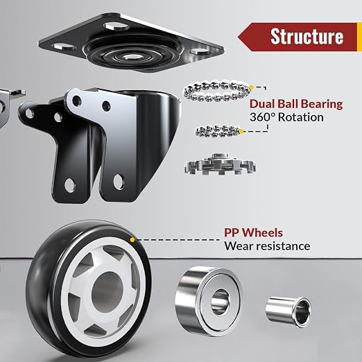 4 Inch Caster Wheels Set of 4 Heavy Duty - Image 7