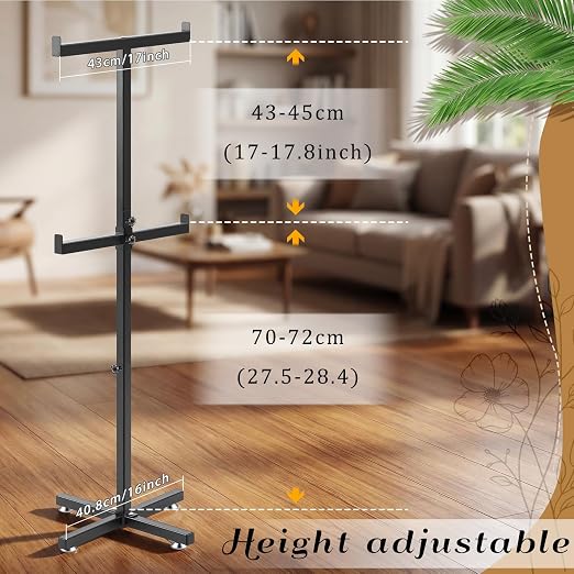 BreezeHug 44.5-46 Inch Adjustable Height Shopping Bag Rack Heavy Duty T-Shaped - Image 2