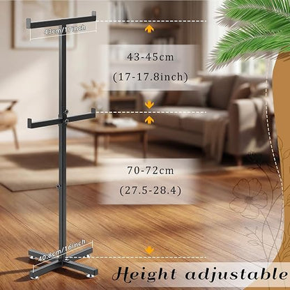 BreezeHug 44.5-46 Inch Adjustable Height Shopping Bag Rack Heavy Duty T-Shaped - Image 2