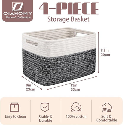 OIAHOMY 4 Pack Storage Baskets for Organizing, Basket for Shelves - Image 2