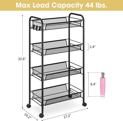 TOOLF 4-Tier Rolling Cart, Metal Utility Cart - Image 6