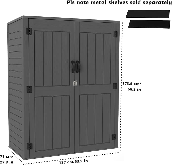 EHHLY Vertical Resin Storage Shed, 60 Cuft Garden Tool Sheds & Outdoor Storage - Image 3