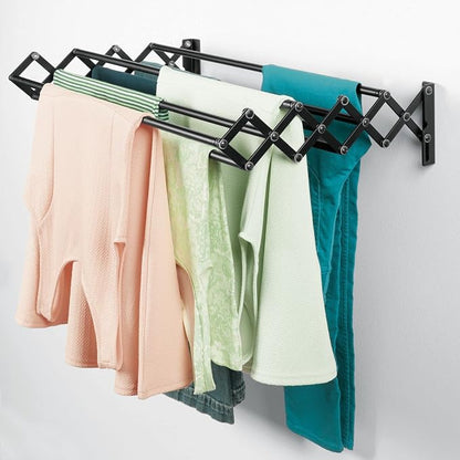 mDesign Steel Wall Mount Accordion Expandable Retractable Clothes Air Drying - Image 5