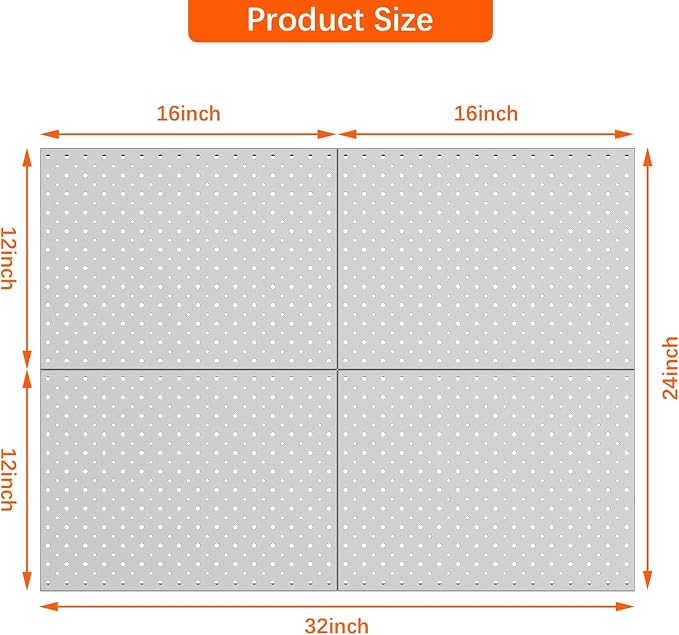 TORACK 4Pcs 12"x16" Metal Pegboard Panels - Image 3