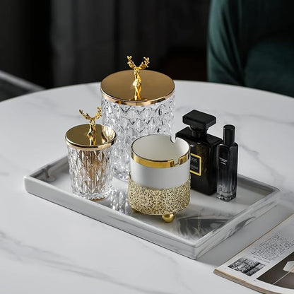 Ceramic Vanity Bathroom Tray Marble Decor Holder and Organizer - Image 2
