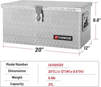 FORWODE 20 Inch Aluminum Truck Tool Box Lockable Truck Bed Tool Box Waterproof - Image 2
