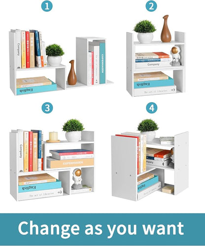 Desktop Shelf Organizer, Adjustable Stackable Office Storage Rack, Wood Display - Image 7