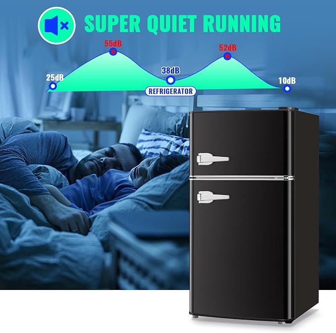 Mini Refrigerator with Freezer Small Fridge Double Door Side Drink Holder - Image 7