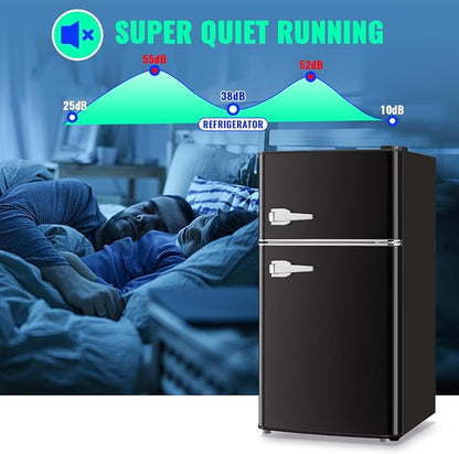 Mini Refrigerator with Freezer Small Fridge Double Door Side Drink Holder - Image 7