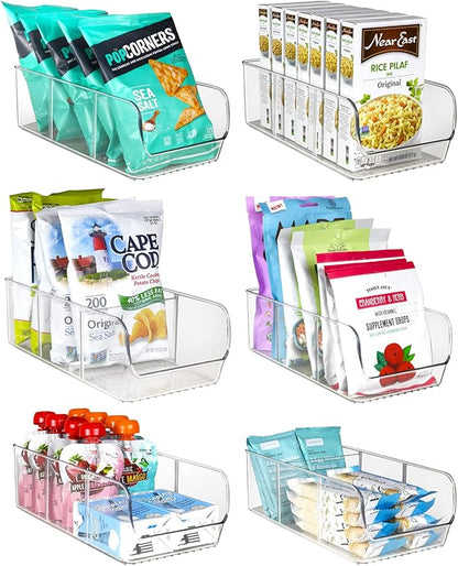 ELTOW 6-Pack Snack Organizer, 3-Compartment Plastic Bins by Eltow