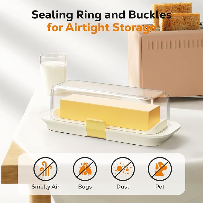 Butter Dish with Lid for Countertop and Refrigerator Door Shelf, Airtight - Image 3