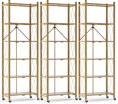 ALANNG 73.6 Inch Folding Bookshelf, 6 Tier Metal Bookcase and Bookshelves | by ALANNG