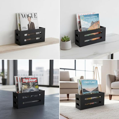 Magazine File Holder, Standing Wooden Magazine Rack, Desk Folder Organizer - Image 3