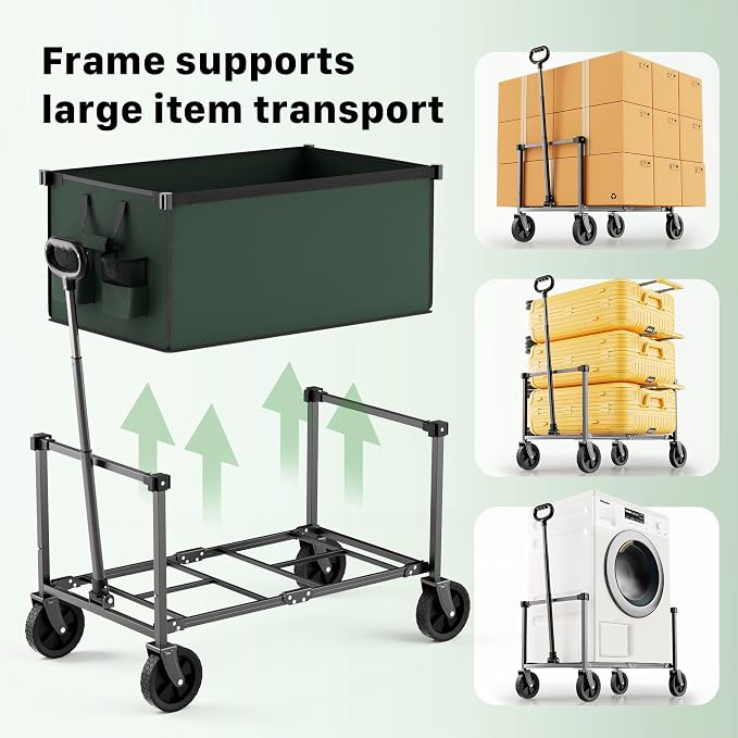 29.3" Collapsible Wagon Cart, 150L Heavy Duty Folding Utility Wagon - Image 8