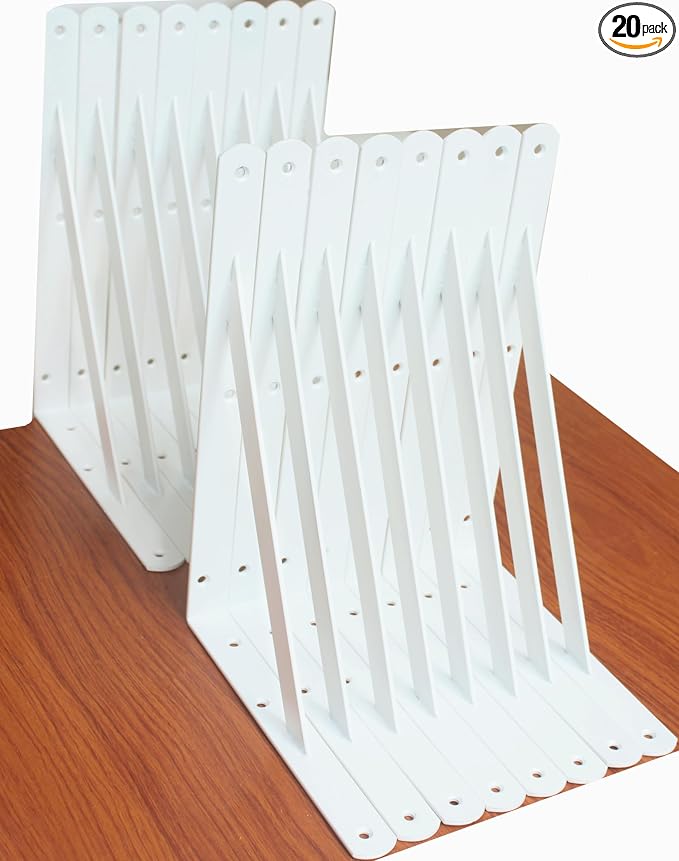20 Pack L12 x H 8" White Heavy Duty Shelf Brackets by MHMYDZ