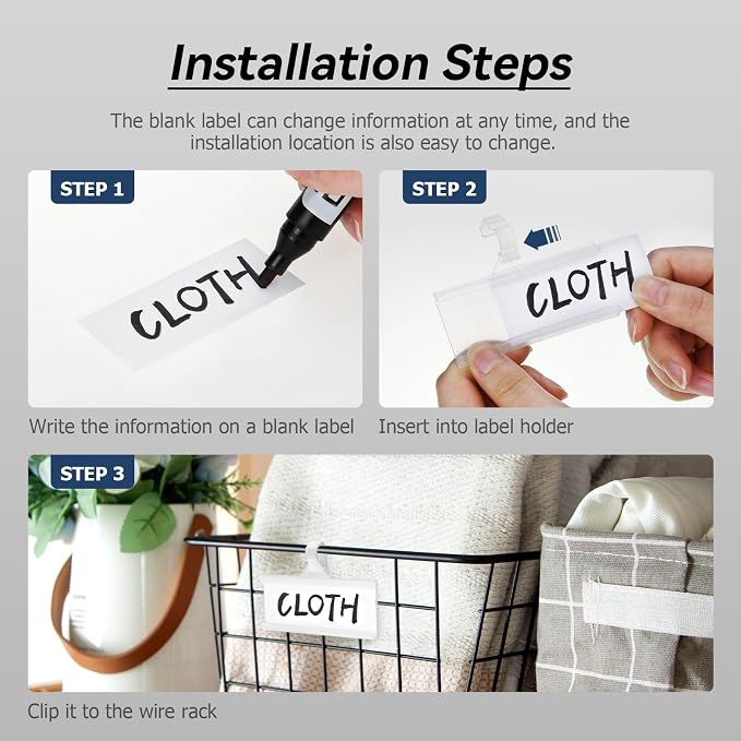 25Pcs Wire Shelf Label Holder, Reusable Plastic Shelf Tags - Image 7