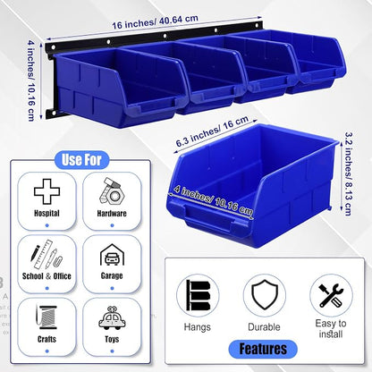 Maitys Wall Mounted Storage Bins Plastic Hanging Stackable Storage Parts Garage - Image 2