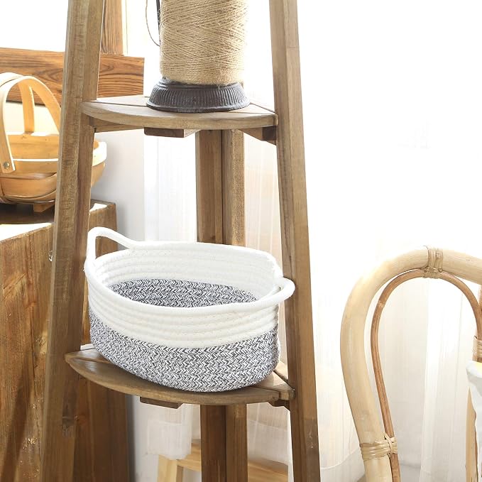 Sea Team 2-Pack Cotton Rope Baskets, Fabric Tray, Oval Open Dish - Image 4