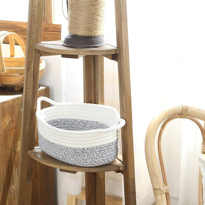 Sea Team 2-Pack Cotton Rope Baskets, Fabric Tray, Oval Open Dish - Image 4