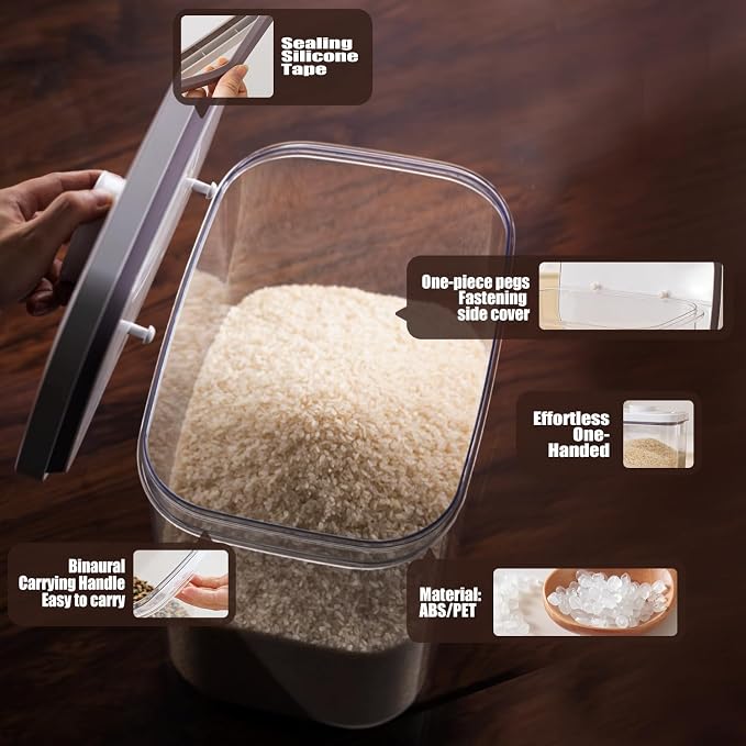 Rice Container - 25 Lbs/12KG/12L Rice Dispenser Storage - Image 4