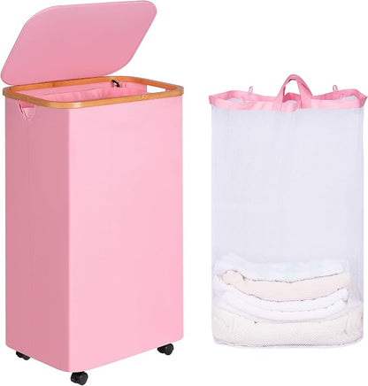 Laundry Basket with Wheels, 110L Clothes Hamper by iEGrow