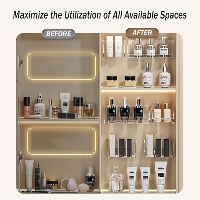 6 Pcs Medicine Cabinet Tray Organizer, Bathroom Vanity Toilet Cabinet Inside - Image 4