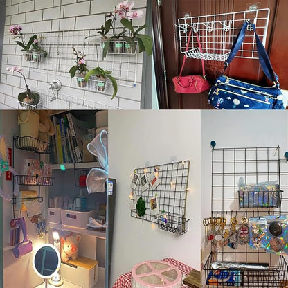 2 Pack Grid Panels Hanging Wire Basket Storage - Image 5