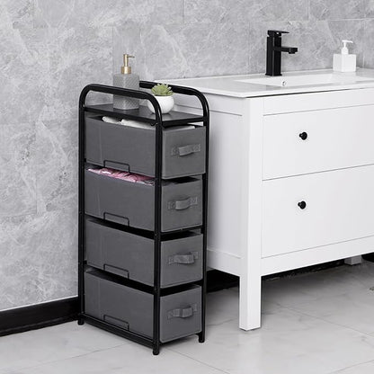 MAX Houser 4 Drawer Narrow Dresser Fabric Storage Tower Vertical Slim Storage - Image 6