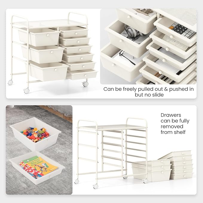Giantex 9 Drawers Rolling Cart, Classroom Organizers, Storage Cart - Image 5