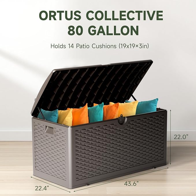 80 Gallon Deck Box, Double Layer Waterproof Resin Outdoor Indoor Storage Box - Image 2