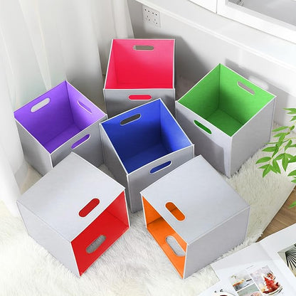 6 Pcs 11 Inch Colorful Felt Storage Cubes - Image 5