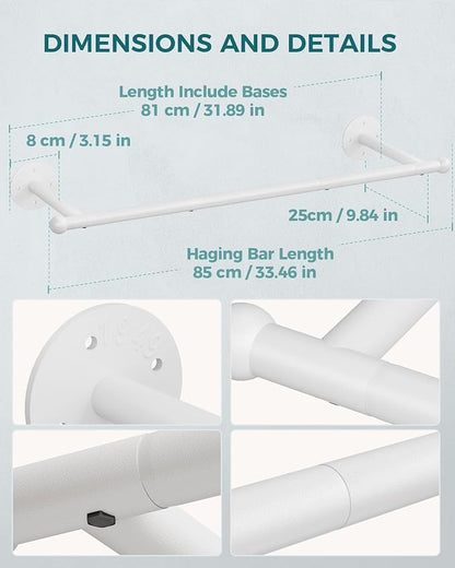 OROPY 33" Industrial Pipe Clothing Rack, Wall Mounted Clothes Rack 2 Pack | - Image 3